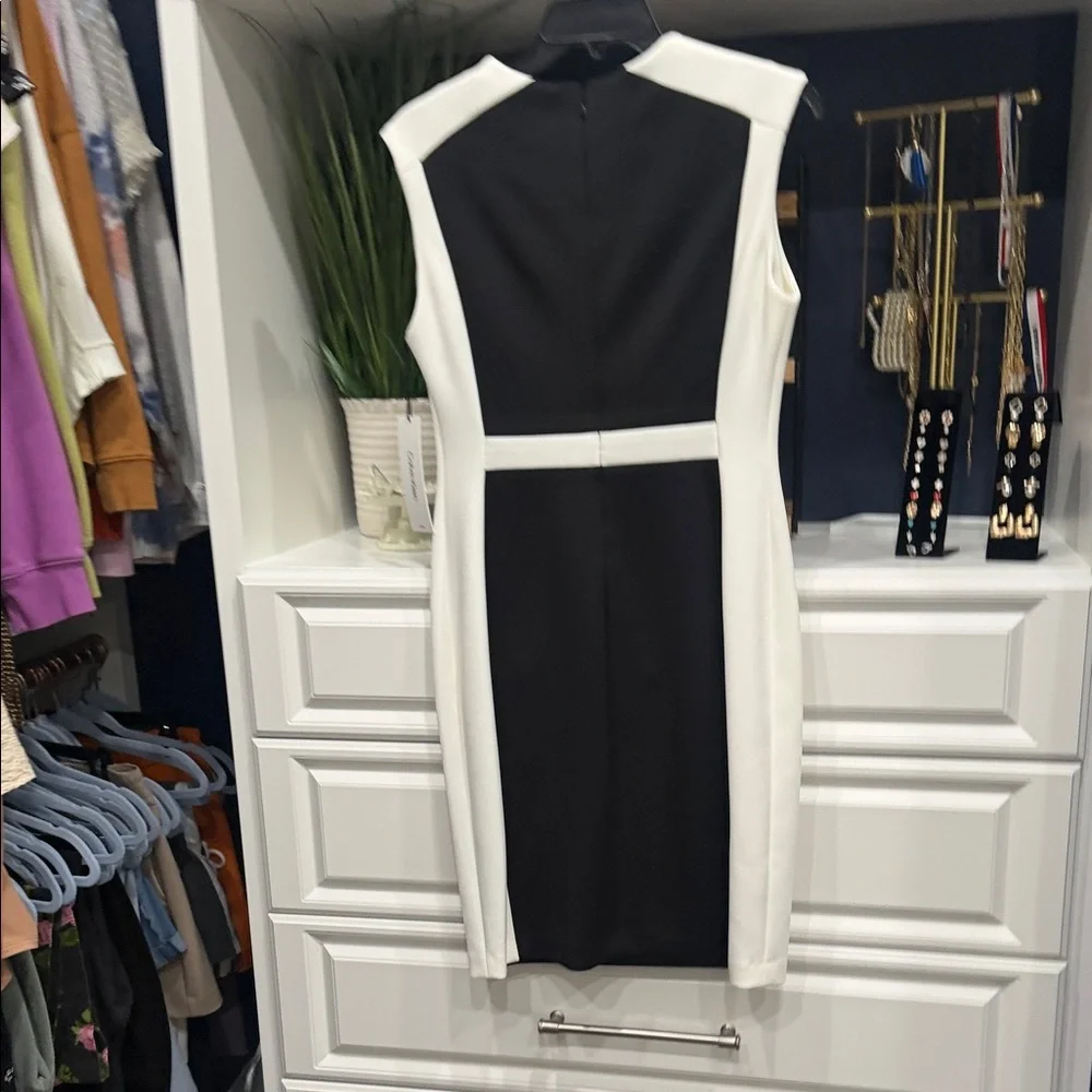 Calvin Klein Black and White Midi Dress - Picture 4 of 7